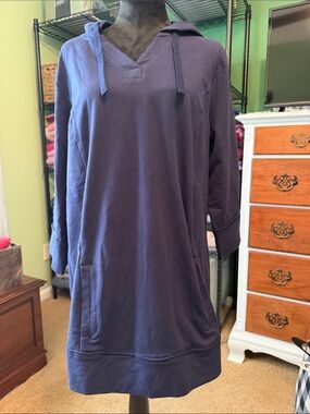 Denim&Co Navy V-Neck Hooded Tunic